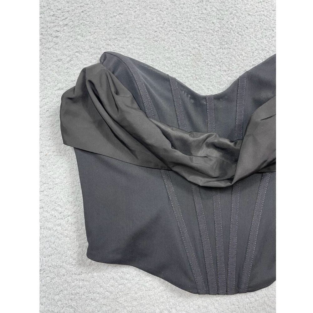 NWT REVOLVE Womens Size L Hailee Bustier Top Black Strapless Draped Corset Boned - Picture 4 of 5